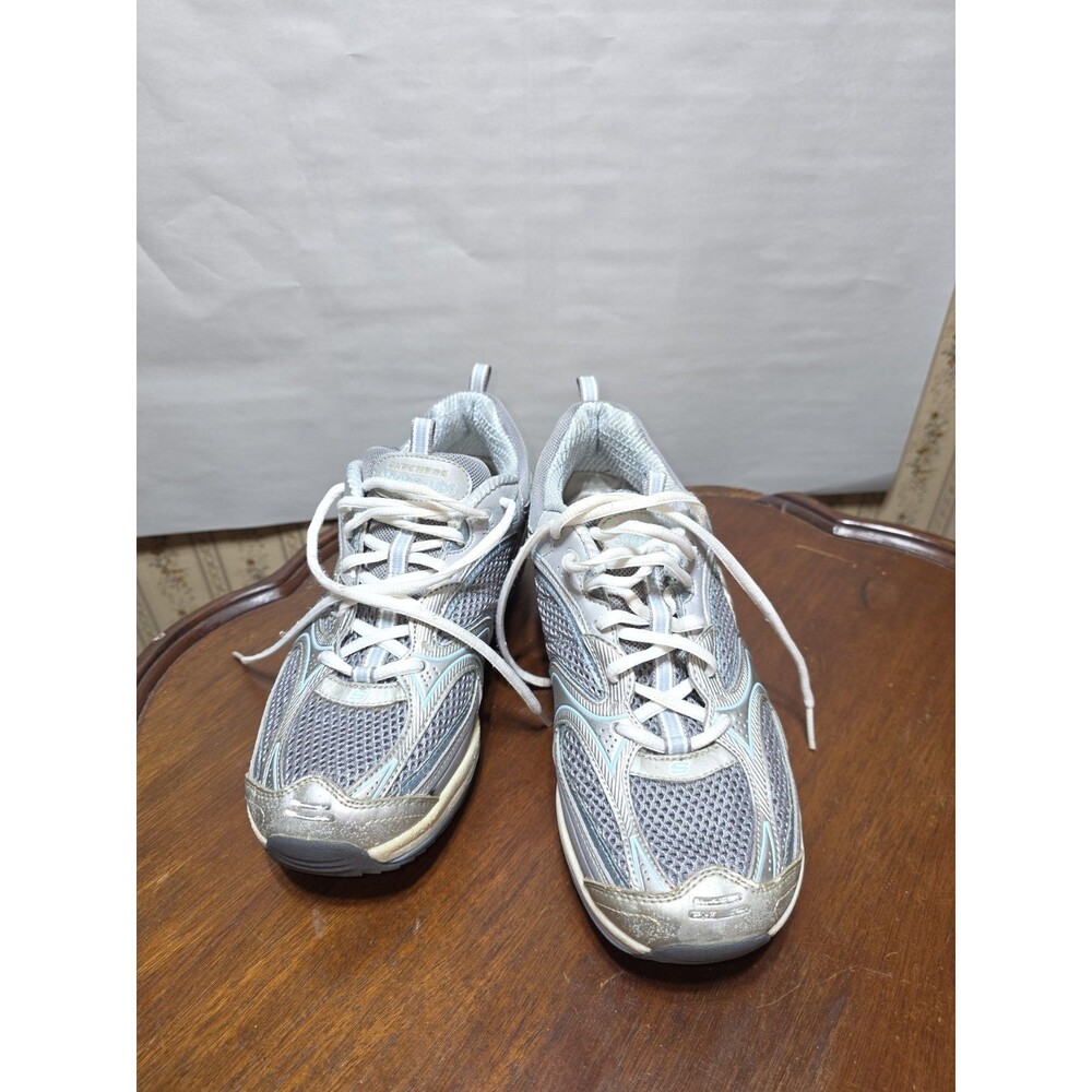 Skechers Shape Ups 12320 SLBL Womens 9 Silver Blue Toning Rocker Walking Shoes